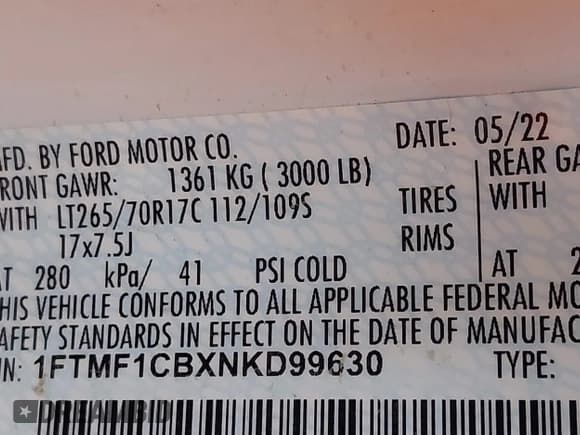 ✅ 2022 Ford F-150 XL • VIN: 1FTMF1CBXNKD99630 • Lot: 41706369. Listed on IAAI with 51,511 mi. Free auction sales archive from the USA and detailed vehicle history report at DreamBid. Image 9.