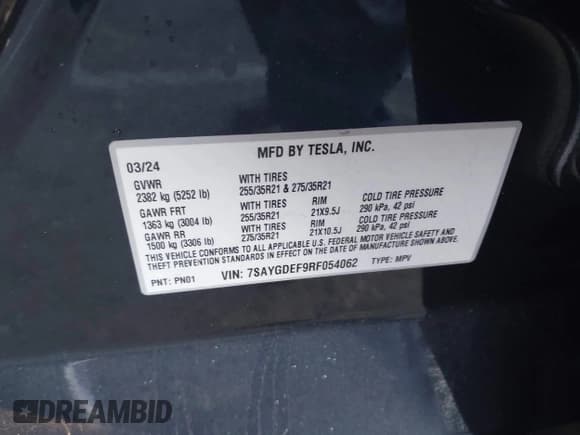 ✅ 2024 Tesla Model Y Performance • VIN: 7SAYGDEF9RF054062 • Lot: 43471873. Wystawiony na IAAI z przebiegiem 7 148 mil. Bezpłatny archiwum sprzedaży aukcyjnych z USA i szczegółowy raport historii pojazdu na DreamBid. Zdjęcie 9.