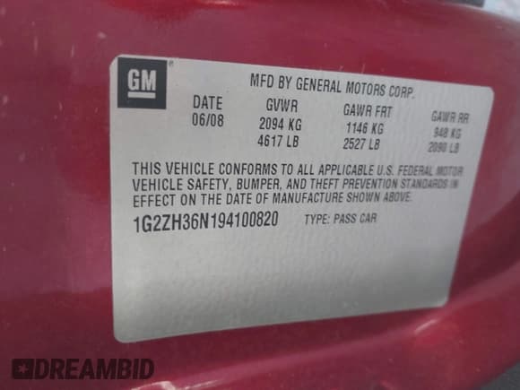 ✅ 2009 Pontiac G6 GT 1SA • VIN: 1G2ZH36N194100820 • Lot: 43470520. Listed on IAAI with Not provided. Free auction sales archive from the USA and detailed vehicle history report at DreamBid. Image 9.