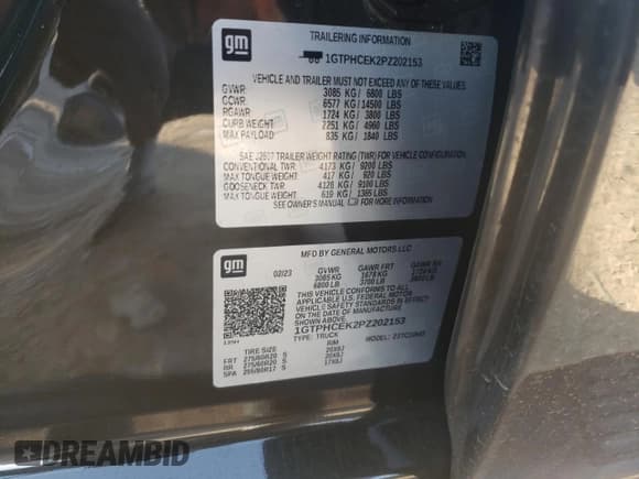 ✅ 2023 GMC Sierra 1500 Elevation • VIN: 1GTPHCEK2PZ202153 • Lot: 88543975. Listed on Copart with 22,243 mi. Free auction sales archive from the USA and detailed vehicle history report at DreamBid. Image 12.