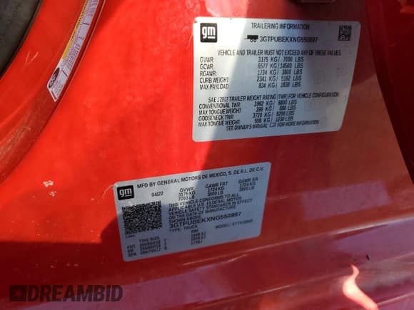 ✅ 2022 GMC Sierra 1500 SLE • VIN: 3GTPUBEKXNG550897 • Лот: 87754535. Опубликован ранее на Copart с пробегом 31 082 миль. Бесплатный доступ к архиву аукционных продаж из США и подробный отчёт об истории автомобиля на DreamBid. Изображение 14.