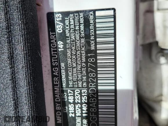 ✅ 2013 Mercedes-Benz C 300 Sport • VIN: WDDGF8AB2DR287781 • Лот: 84990025. Опубликован ранее на Copart с пробегом 148 004 миль. Бесплатный доступ к архиву аукционных продаж из США и подробный отчёт об истории автомобиля на DreamBid. Изображение 12.