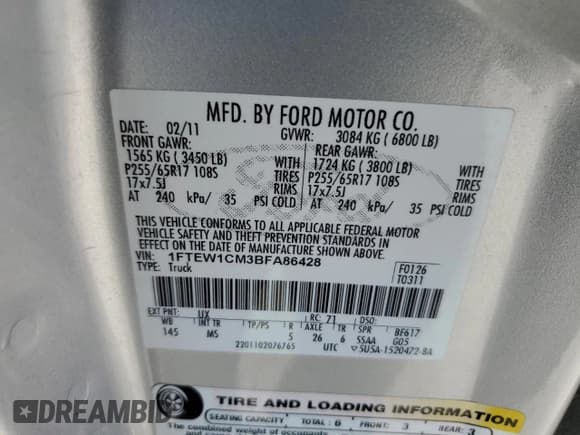 ✅ 2011 Ford F-150 XL • VIN: 1FTEW1CM3BFA86428 • Лот: 67319835. Опубликован ранее на Copart с пробегом 144 326 миль. Бесплатный доступ к архиву аукционных продаж из США и подробный отчёт об истории автомобиля на DreamBid. Изображение 13.