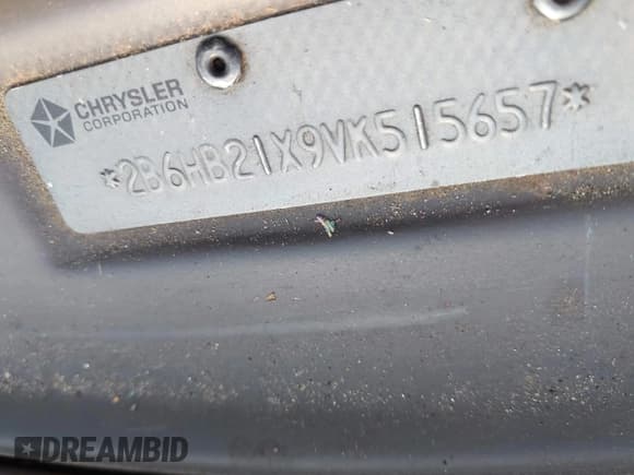 ✅ 1997 Dodge Cargo • VIN: 2B6HB21X9VK515657 • Lot: 43013557. Listed on IAAI with 199,198 mi. Free auction sales archive from the USA and detailed vehicle history report at DreamBid. Image 9.