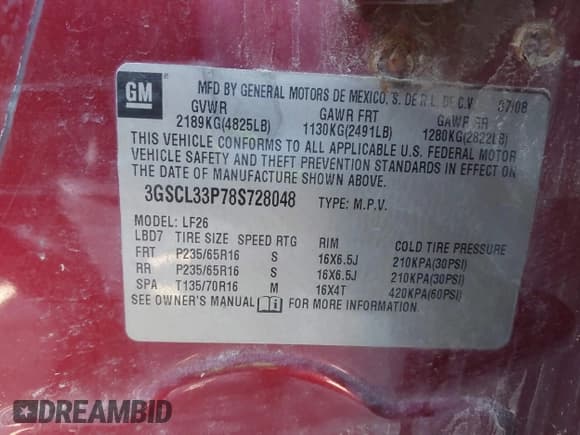 ✅ 2008 Saturn VUE XE • VIN: 3GSCL33P78S728048 • Lot: 43677384. Listed on IAAI with 190,664 mi. Free auction sales archive from the USA and detailed vehicle history report at DreamBid. Image 9.