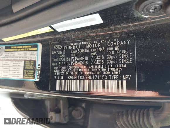 2011 Hyundai Veracruz GLS с VIN KM8NUDCC7BU171150, выставлен на аукционе IAAI как лот 42767186 с пробегом 83 515 миль миль и . История ставок и продаж доступна на DreamBid. Изображение 9.