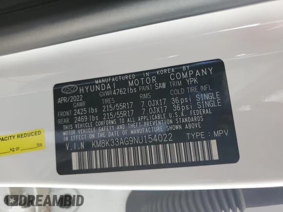 ✅ 2022 Hyundai Kona SEL • VIN: KM8K33AG9NU154022 • Лот: 74778594. Опубликован ранее на Copart с пробегом 12 103 миль. Бесплатный доступ к архиву аукционных продаж из США и подробный отчёт об истории автомобиля на DreamBid. Изображение 13.