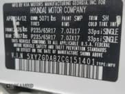 ✅ 2012 Hyundai Santa Fe GLS • VIN: 5XYZGDAB2CG151401 • Lot: 72714994. Listed on Copart with 123,518 mi. Free auction sales archive from the USA and detailed vehicle history report at DreamBid. Image 14.