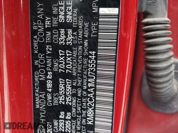 ✅ 2021 Hyundai Kona SEL • VIN: KM8K2CAA1MU735544 • Лот: 61327763. Опубликован ранее на Copart с пробегом 32 233 миль. Бесплатный доступ к архиву аукционных продаж из США и подробный отчёт об истории автомобиля на DreamBid. Изображение 12.