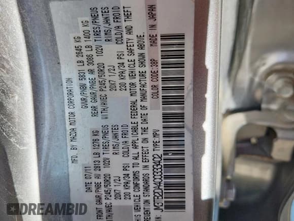 ✅ 2012 Mazda CX-9 Grand Touring • VIN: JM3TB2DA4C0333402 • Lot: 92898095. Wystawiony na Copart z przebiegiem 123 320 mil. Bezpłatny archiwum sprzedaży aukcyjnych z USA i szczegółowy raport historii pojazdu na DreamBid. Zdjęcie 14.