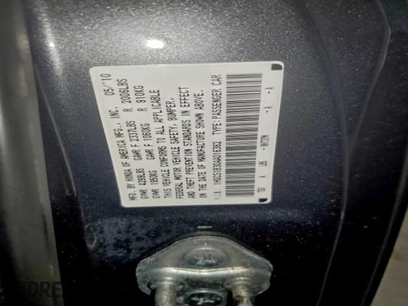 ✅ 2010 Honda Accord LX-S • VIN: 1HGCS1B30AA016362 • Lot: 93674865. Listed on Copart with 139,920 mi. Free auction sales archive from the USA and detailed vehicle history report at DreamBid. Image 12.