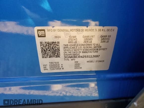 ✅ 2025 Chevrolet Blazer LT • VIN: 3GNKBCR42SS112697 • Lot: 89619385. Listed on Copart with 1,638 mi. Free auction sales archive from the USA and detailed vehicle history report at DreamBid. Image 13.