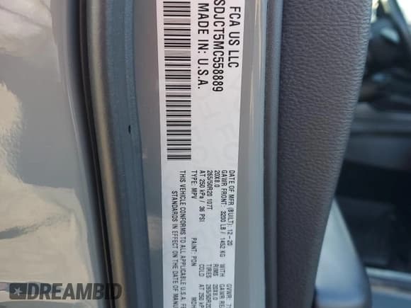 ✅ 2021 Dodge Durango R/T • VIN: 1C4SDJCT5MC558889 • Lot: 52162305. Wystawiony na Copart z przebiegiem 34 543 mil. Bezpłatny archiwum sprzedaży aukcyjnych z USA i szczegółowy raport historii pojazdu na DreamBid. Zdjęcie 13.