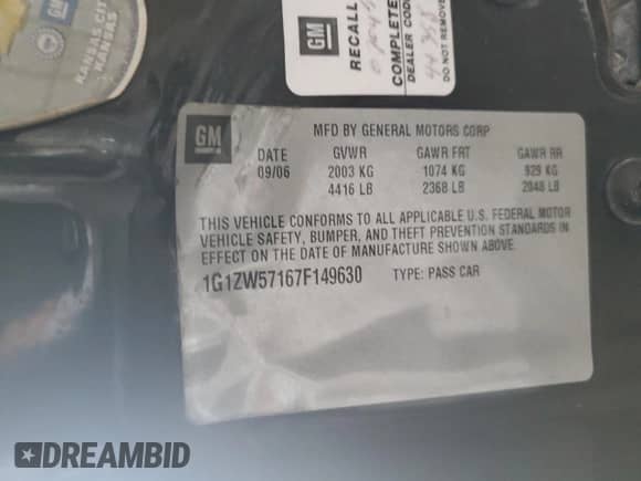 2007 Chevrolet Malibu SS z VIN 1G1ZW57167F149630, wystawiony jako Copart lot #75310434 z przebiegiem 135 924 mil mil oraz Czysty tytuł • Clean title. Historia ofert i sprzedaży dostępna na DreamBid. Obrazek 12.