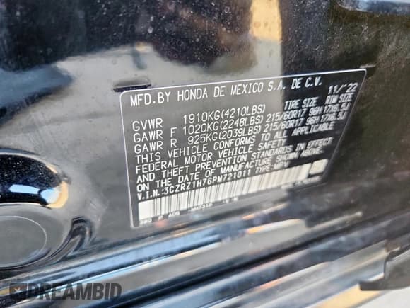 ✅ 2023 Honda HR-V EX-L • VIN: 3CZRZ1H76PM721011 • Lot: 81623145. Wystawiony na Copart z przebiegiem 27 265 mil. Bezpłatny archiwum sprzedaży aukcyjnych z USA i szczegółowy raport historii pojazdu na DreamBid. Zdjęcie 14.