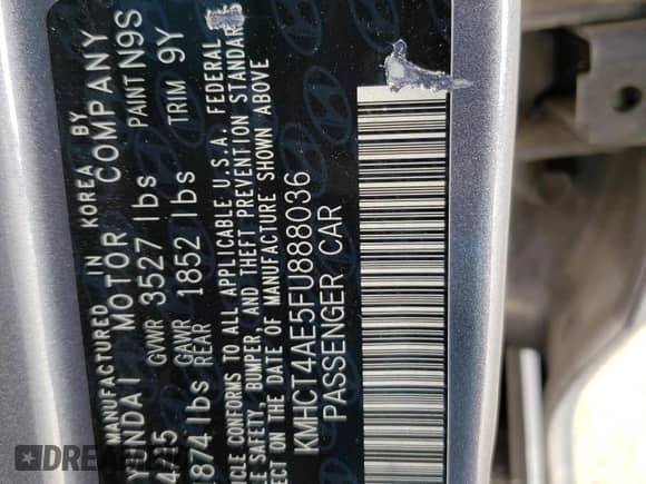 ✅ 2015 Hyundai Accent GLS • VIN: KMHCT4AE5FU888036 • Lot: 62137183. Listed on Copart with 157,869 mi miles. Access the free auction sales archive from the USA and view a detailed vehicle history report at DreamBid. Image 12.