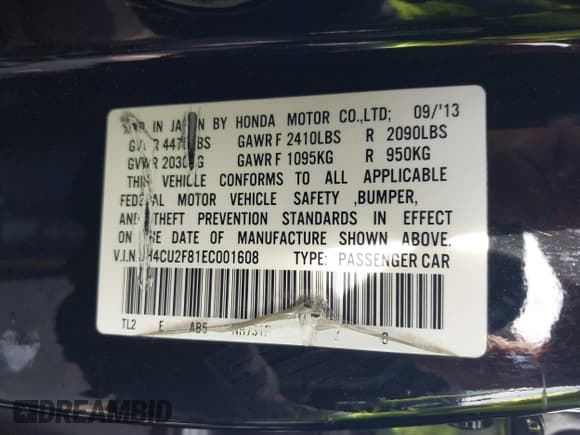 ✅ 2014 Acura TSX Special Edition • VIN: JH4CU2F81EC001608 • Lot: 41195216. Listed on IAAI with 140,009 mi. Free auction sales archive from the USA and detailed vehicle history report at DreamBid. Image 9.