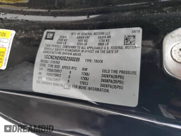 2016 Chevrolet Silverado 1500 Work Truck с VIN 1GCNCNEH2GZ390209, выставлен на аукционе Copart как лот 82599714 с пробегом 73 330 миль миль и Списание • Salvage title. История ставок и продаж доступна на DreamBid. Изображение 12.