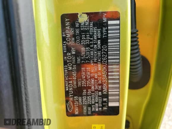 2019 Hyundai Kona Limited z VIN KM8K33A50KU262720, wystawiony jako Copart lot #57746893 z przebiegiem 24 686 mil mil oraz . Historia ofert i sprzedaży dostępna na DreamBid. Obrazek 14.