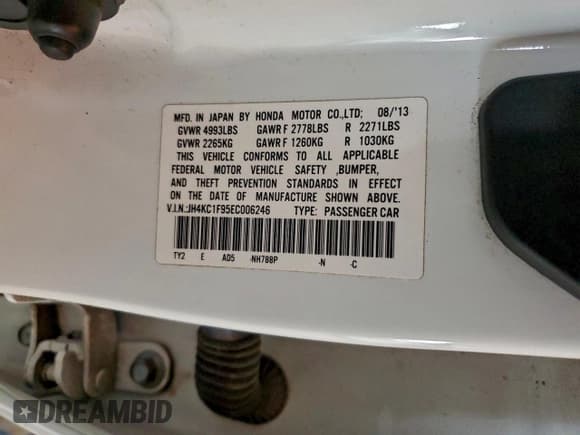 ✅ 2014 Acura RLX Advance • VIN: JH4KC1F95EC006246 • Lot: 93444085. Listed on Copart with 178,830 mi. Free auction sales archive from the USA and detailed vehicle history report at DreamBid. Image 12.