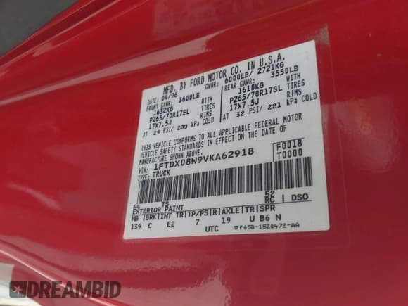 ✅ 1997 Ford F-150 • VIN: 1FTDX08W9VKA62918 • Лот: 43693782. Опубликован ранее на IAAI с пробегом 222 711 миль. Бесплатный доступ к архиву аукционных продаж из США и подробный отчёт об истории автомобиля на DreamBid. Изображение 9.