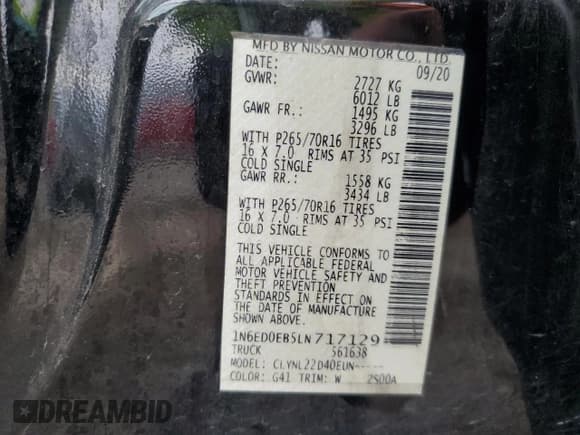 ✅ 2020 Nissan Frontier SV • VIN: 1N6ED0EB5LN717129 • Лот: 90036655. Опубликован ранее на Copart с пробегом 21 677 миль. Бесплатный доступ к архиву аукционных продаж из США и подробный отчёт об истории автомобиля на DreamBid. Изображение 12.