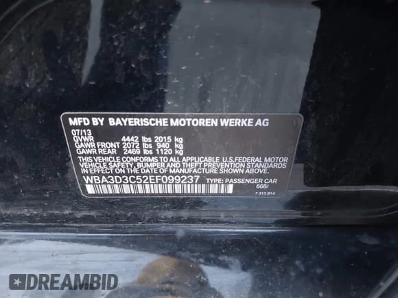 ✅ 2014 BMW 3 Series 328d • VIN: WBA3D3C52EF099237 • Лот: 43799910. Опубликован ранее на IAAI с пробегом 161 099 миль. Бесплатный доступ к архиву аукционных продаж из США и подробный отчёт об истории автомобиля на DreamBid. Изображение 9.