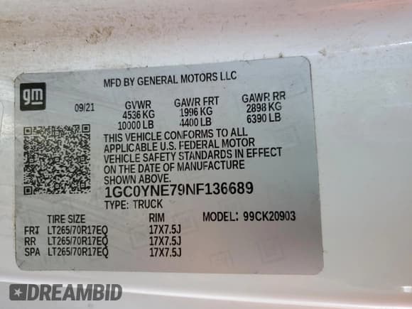 ✅ 2022 Chevrolet Silverado 2500HD • VIN: 1GC0YNE79NF136689 • Lot: 71983673. Wystawiony na Copart z przebiegiem 75 982 mil. Bezpłatny archiwum sprzedaży aukcyjnych z USA i szczegółowy raport historii pojazdu na DreamBid. Zdjęcie 12.