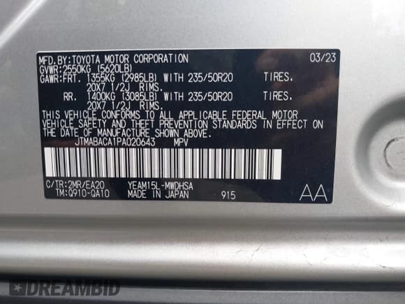 ✅ 2023 Toyota bZ4X XLE • VIN: JTMABACA1PA020643 • Lot: 43059833. Listed on IAAI with 9,750 mi. Free auction sales archive from the USA and detailed vehicle history report at DreamBid. Image 9.