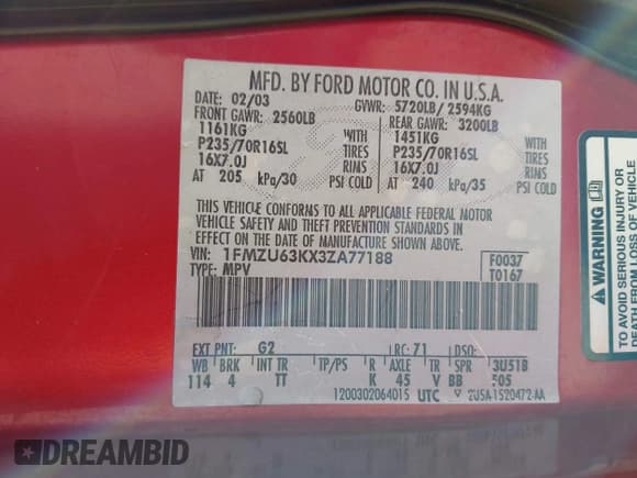 ✅ 2003 Ford Explorer XLT • VIN: 1FMZU63KX3ZA77188 • Lot: 40849950. Wystawiony na IAAI z przebiegiem 316 165 mil. Bezpłatny archiwum sprzedaży aukcyjnych z USA i szczegółowy raport historii pojazdu na DreamBid. Zdjęcie 9.