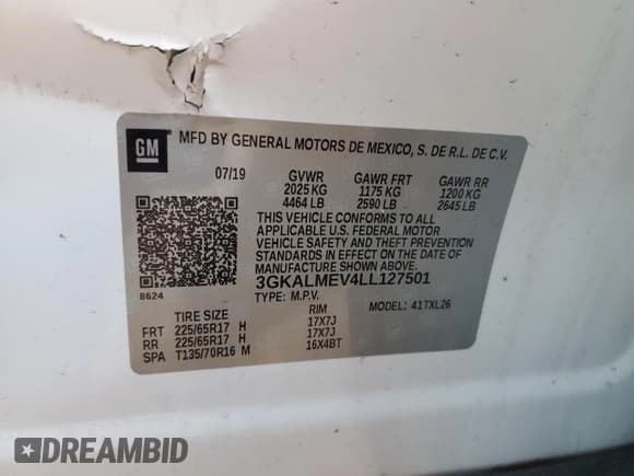 ✅ 2020 GMC Terrain SLE • VIN: 3GKALMEV4LL127501 • Lot: 84591865. Listed on Copart with 46,432 mi. Free auction sales archive from the USA and detailed vehicle history report at DreamBid. Image 13.