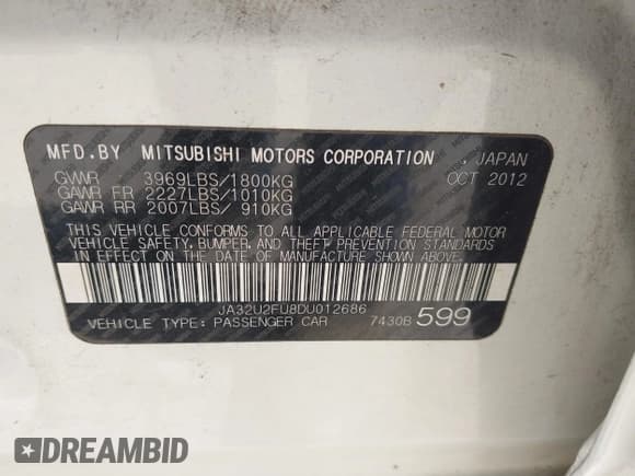 ✅ 2013 Mitsubishi Lancer ES • VIN: JA32U2FU8DU012686 • Lot: 43460014. Wystawiony na IAAI z przebiegiem 265 671 mil. Bezpłatny archiwum sprzedaży aukcyjnych z USA i szczegółowy raport historii pojazdu na DreamBid. Zdjęcie 9.