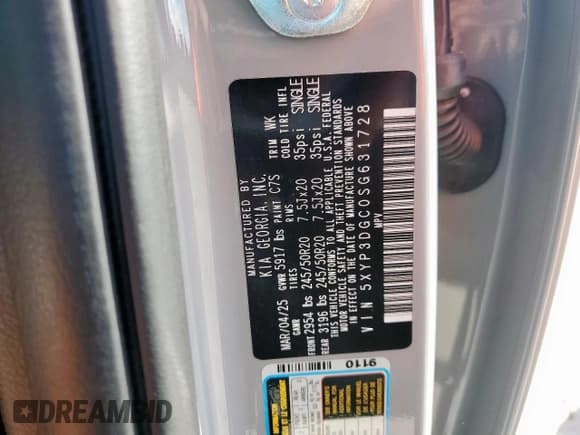 ✅ 2025 Kia Telluride EX • VIN: 5XYP3DGC0SG631728 • Lot: 71861215. Listed on Copart with 4,326 mi. Free auction sales archive from the USA and detailed vehicle history report at DreamBid. Image 13.