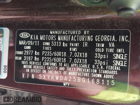 ✅ 2011 Kia Sorento SX • VIN: 5XYKWDA25BG168115 • Lot: 42983045. Wystawiony na IAAI z przebiegiem 234 520 mil. Bezpłatny archiwum sprzedaży aukcyjnych z USA i szczegółowy raport historii pojazdu na DreamBid. Zdjęcie 9.