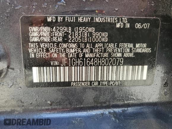 ✅ 2008 Subaru Impreza i • VIN: JF1GH61648H802079 • Лот: 45606095. Опубликован ранее на Copart с пробегом 140 729 миль. Бесплатный доступ к архиву аукционных продаж из США и подробный отчёт об истории автомобиля на DreamBid. Изображение 14.