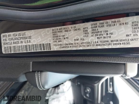 ✅ 2023 Jeep Grand Cherokee Limited • VIN: 1C4RJKBG3P8854132 • Lot: 42718689. Listed on IAAI with 27,637 mi. Free auction sales archive from the USA and detailed vehicle history report at DreamBid. Image 9.