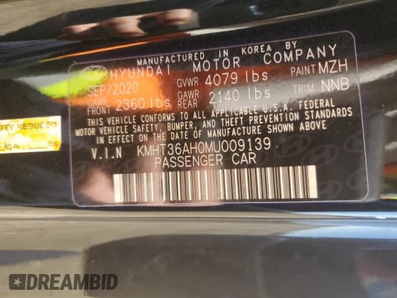 2021 Hyundai Veloster z VIN KMHT36AH0MU009139, wystawiony jako Copart lot #50110694 z przebiegiem Nie podano mil oraz Szkoda całkowita • Salvage title. Historia ofert i sprzedaży dostępna na DreamBid. Obrazek 12.