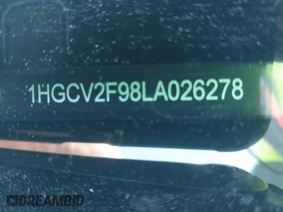 ✅ 2020 Honda Accord Touring • VIN: 1HGCV2F98LA026278 • Lot: 43178724. Listed on IAAI with 57,059 mi. Free auction sales archive from the USA and detailed vehicle history report at DreamBid. Image 9.