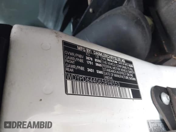 ✅ 2006 Freightliner Sprinter • VIN: WDYPD644065894553 • Лот: 43744464. Опубликован ранее на IAAI с пробегом 358 933 миль. Бесплатный доступ к архиву аукционных продаж из США и подробный отчёт об истории автомобиля на DreamBid. Изображение 9.