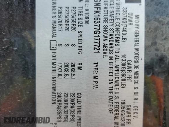 ✅ 2007 Chevrolet Suburban LTZ • VIN: 3GNFK16377G177721 • Lot: 66013204. Wystawiony na Copart z przebiegiem 226 713 mil. Bezpłatny archiwum sprzedaży aukcyjnych z USA i szczegółowy raport historii pojazdu na DreamBid. Zdjęcie 13.