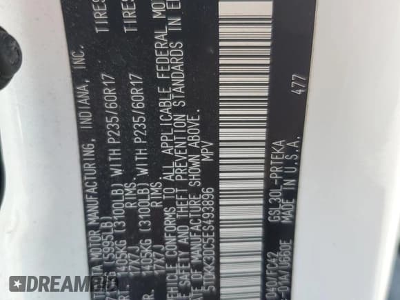 ✅ 2014 Toyota Sienna LE AAS • VIN: 5TDKK3DC5ES493896 • Lot: 56590235. Listed on Copart with 201,357 mi. Free auction sales archive from the USA and detailed vehicle history report at DreamBid. Image 14.