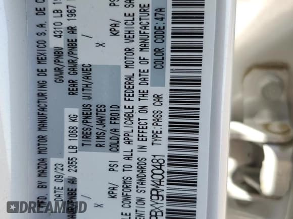 ✅ 2024 Mazda 3 Carbon Edition • VIN: 3MZBPBXY9RM400481 • Лот: 68619735. Опубликован ранее на Copart с пробегом 7 558 миль. Бесплатный доступ к архиву аукционных продаж из США и подробный отчёт об истории автомобиля на DreamBid. Изображение 12.