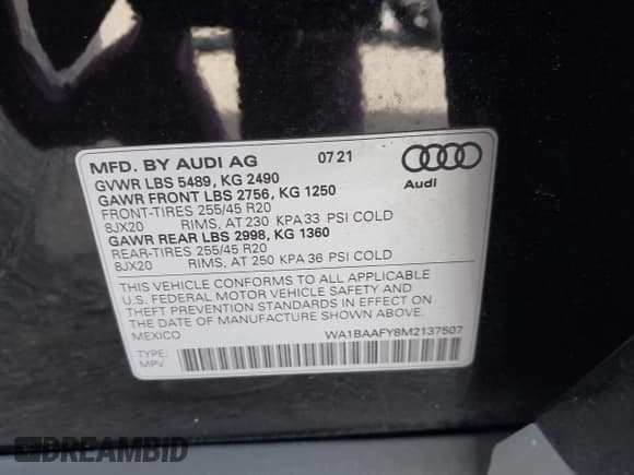 ✅ 2021 Audi Q5 Premium Plus • VIN: WA1BAAFY8M2137507 • Лот: 43428940. Опубликован ранее на IAAI с пробегом 28 350 миль. Бесплатный доступ к архиву аукционных продаж из США и подробный отчёт об истории автомобиля на DreamBid. Изображение 9.