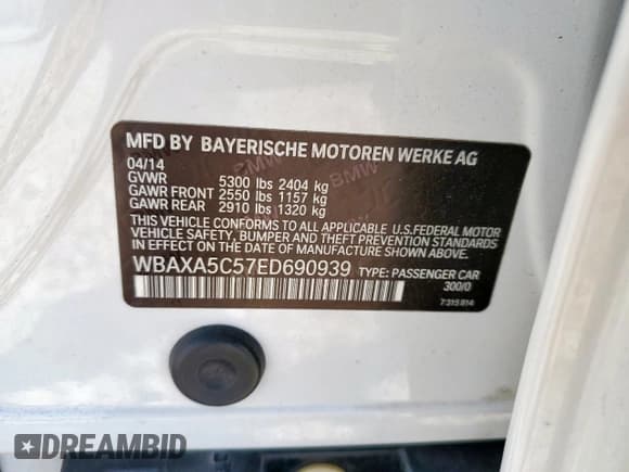 ✅ 2014 BMW 5 Series 535d • VIN: WBAXA5C57ED690939 • Lot: 81805135. Listed on Copart with 169,707 mi. Free auction sales archive from the USA and detailed vehicle history report at DreamBid. Image 13.