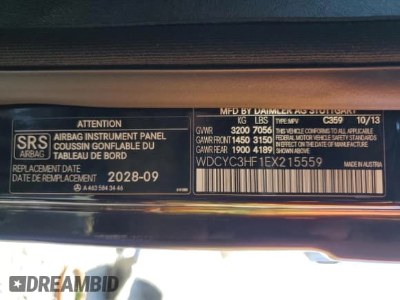 ✅ 2014 Mercedes-Benz G 550 • VIN: WDCYC3HF1EX215559 • Lot: 51412685. Listed on Copart with 68,165 mi. Free auction sales archive from the USA and detailed vehicle history report at DreamBid. Image 16.