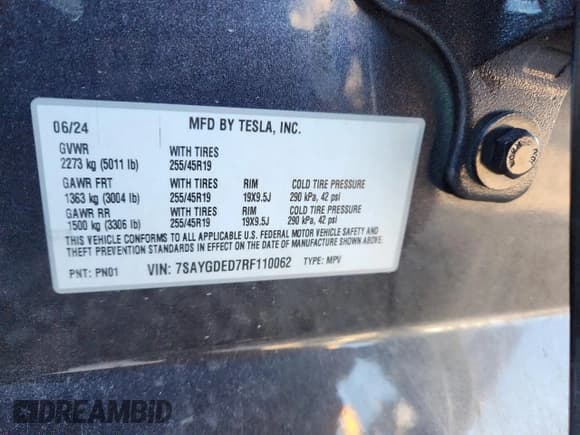 ✅ 2024 Tesla Model Y • VIN: 7SAYGDED7RF110062 • Lot: 87404265. Wystawiony na Copart z przebiegiem Nie podano. Bezpłatny archiwum sprzedaży aukcyjnych z USA i szczegółowy raport historii pojazdu na DreamBid. Zdjęcie 12.