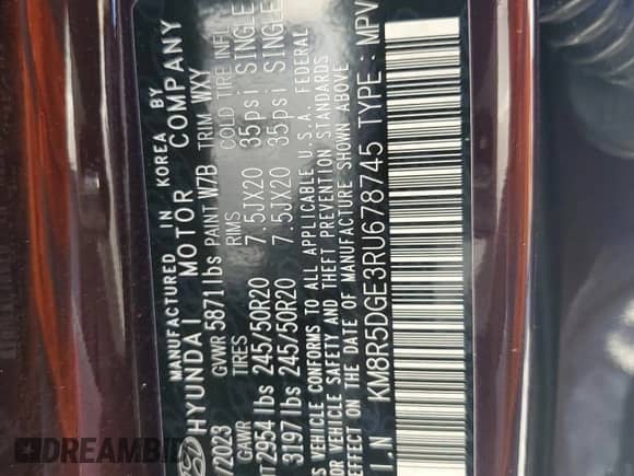 2024 Hyundai Palisade Limited с VIN KM8R5DGE3RU678745, выставлен на аукционе Copart как лот 71486194 с пробегом 11 012 миль миль и Списание • Salvage title. История ставок и продаж доступна на DreamBid. Изображение 13.