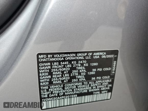 ✅ 2023 Volkswagen Atlas SE • VIN: 1V2WC2CA4PC201599 • Lot: 51625725. Wystawiony na Copart z przebiegiem 30 301 mil. Bezpłatny archiwum sprzedaży aukcyjnych z USA i szczegółowy raport historii pojazdu na DreamBid. Zdjęcie 13.
