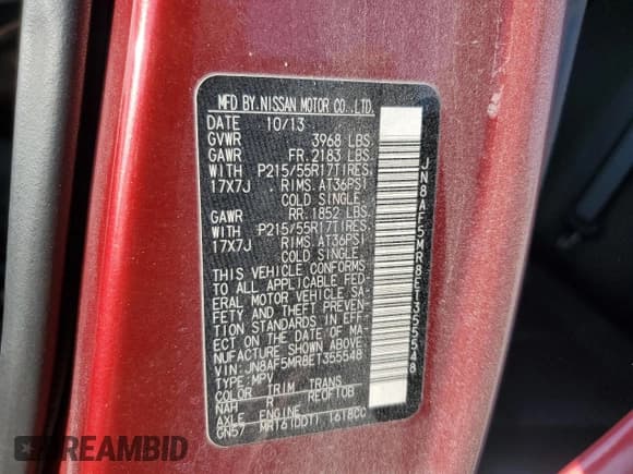 ✅ 2014 Nissan Juke S • VIN: JN8AF5MR8ET355548 • Lot: 87436955. Listed on Copart with 79,450 mi. Free auction sales archive from the USA and detailed vehicle history report at DreamBid. Image 12.