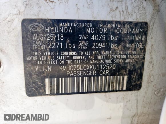 ✅ 2019 Hyundai Ioniq SEL • VIN: KMHC75LCXKU112520 • Lot: 54106345. Wystawiony na Copart z przebiegiem 119 965 mil. Bezpłatny archiwum sprzedaży aukcyjnych z USA i szczegółowy raport historii pojazdu na DreamBid. Zdjęcie 12.